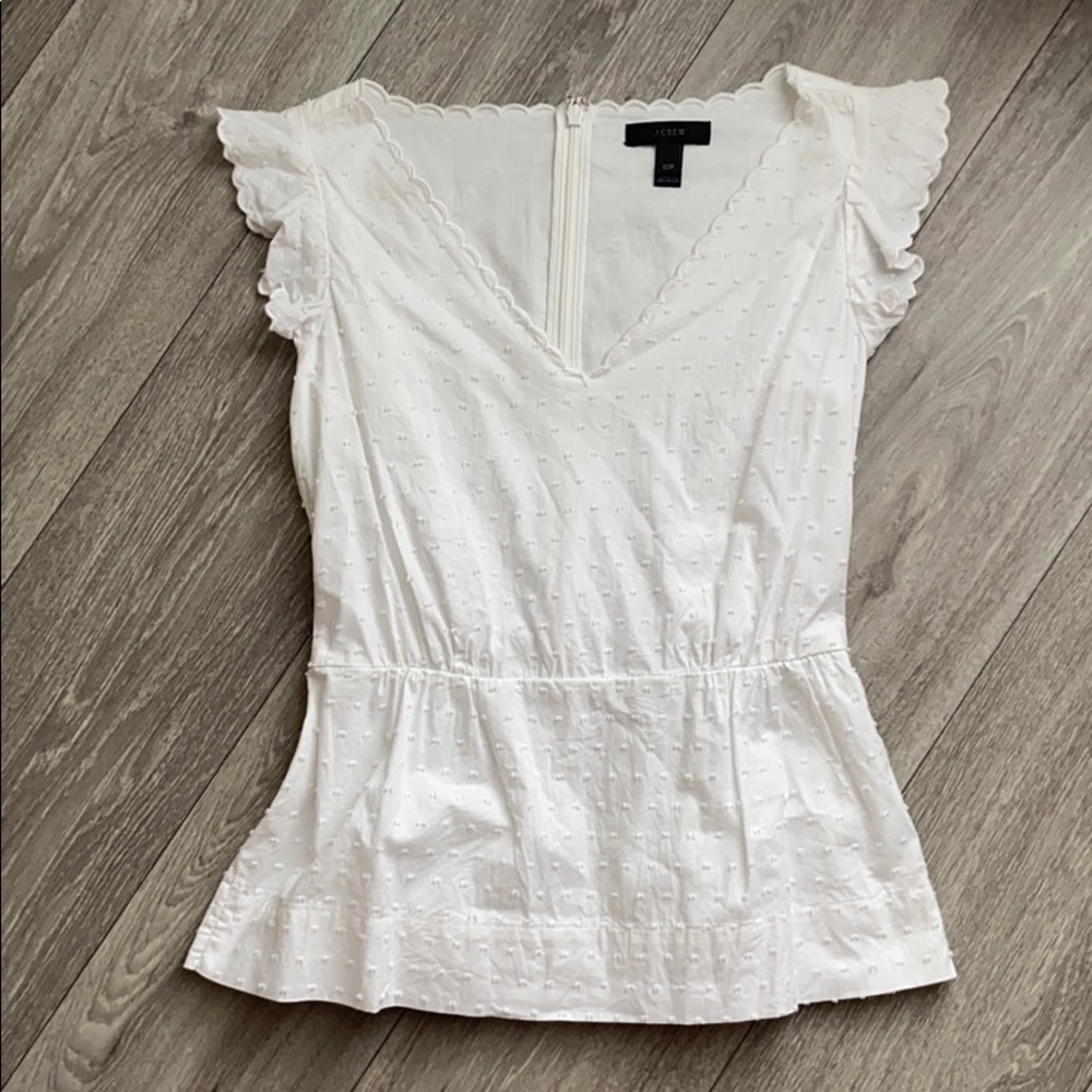 JCREW v-neck peplum top in swiss dot
